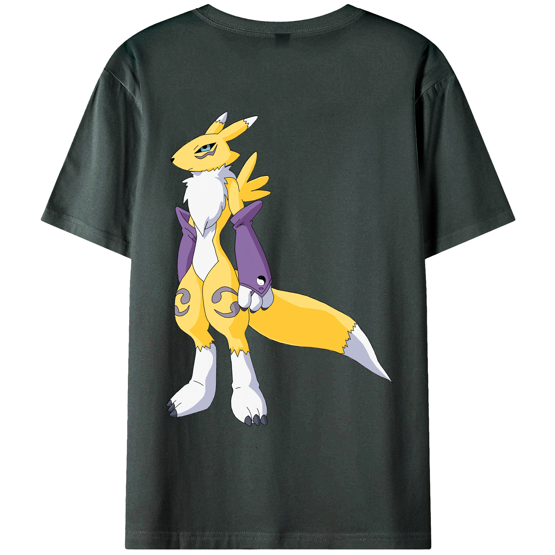 （画像用） Digimon デジタルモンスター/デジモン 綿100％ メンズ半袖Tシャツ（バックプリント） 通気性